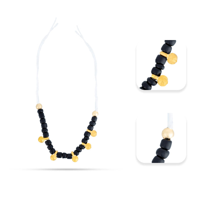 Najriya Set - 4 Inches | Black & White Beads Radha Krishna Najriya Set/ Evil Eye Nazariya For Deity & Kids Protection - Deity Accessories