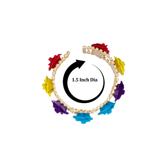 Stone Bangles Pair - 1.5 Inches | Artificial Jewellery/ Multicolour Stone & Velvet Flower Chudi / Jewellery for Women - Neck & Body Accessories