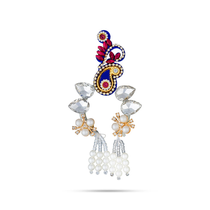 Deity Head Set - 3 x 2 Inches | Stone & Pearl God Head Ornament / Head Jewelry Set for Krishna & Deity Decor