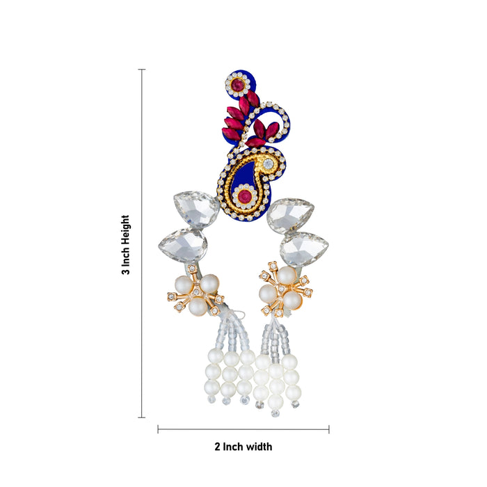 Deity Head Set - 3 x 2 Inches | Stone & Pearl God Head Ornament / Head Jewelry Set for Krishna & Deity Decor