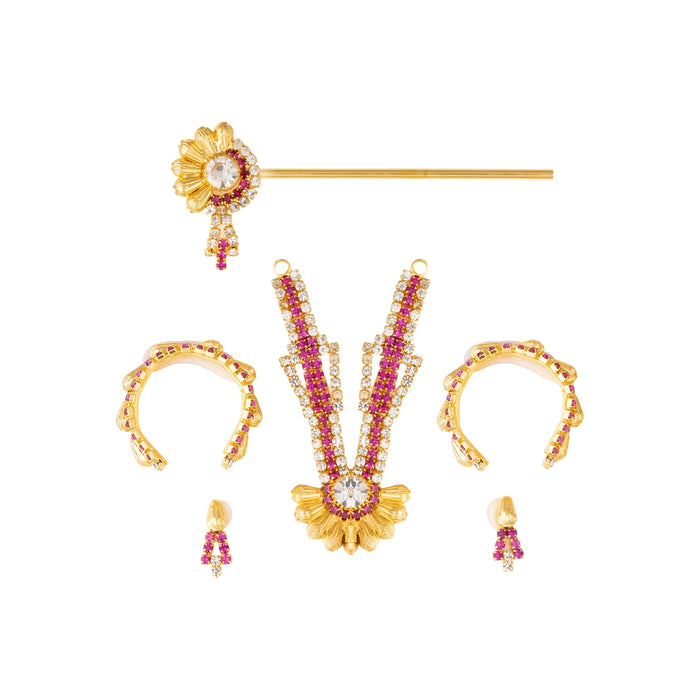 Deity Jewellery Set Without Crown | God Jewellery/ Stone Ornaments Set for Krishna, Bal Gopal & God Alangaram