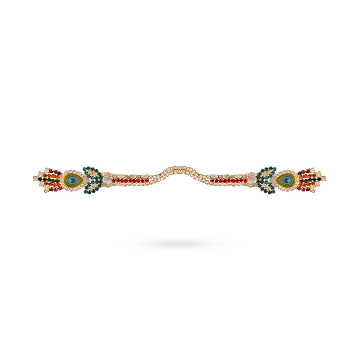 Stone Angavastram - 3 Inches | Peacock Feather Stone Angavastram/ Shoulder Ornament for Deity Idol Decoration