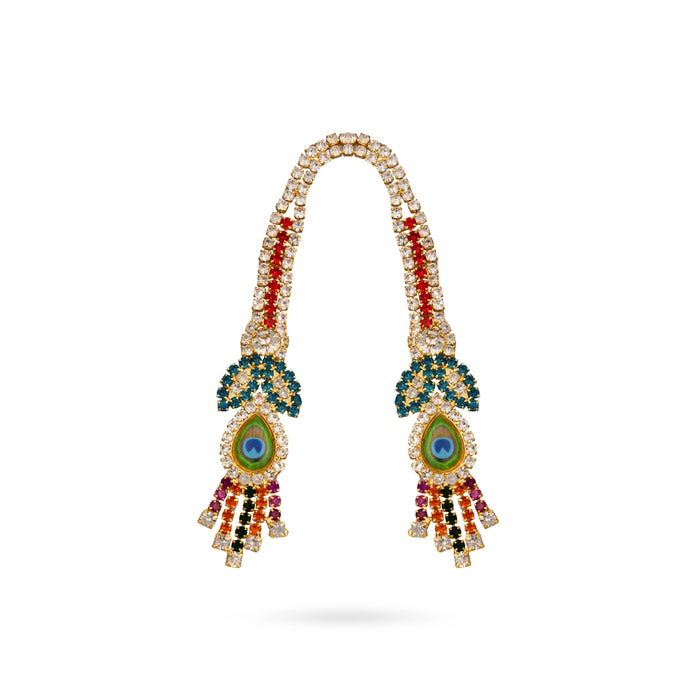 Stone Angavastram - 3 Inches | Peacock Feather Stone Angavastram/ Shoulder Ornament for Deity Idol Decoration