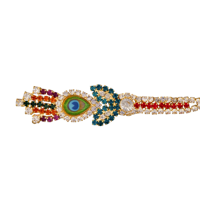 Stone Angavastram - 3 Inches | Peacock Feather Stone Angavastram/ Shoulder Ornament for Deity Idol Decoration