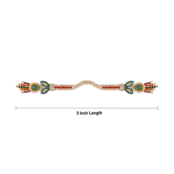 Stone Angavastram - 3 Inches | Peacock Feather Stone Angavastram/ Shoulder Ornament for Deity Idol Decoration