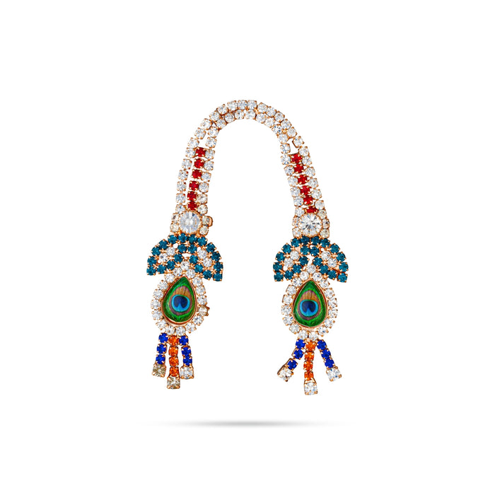Deity Angavastra - 3 Inches | Peacock Feather Stone Accessory/ Angavastram for Krishna, Bal Gopal & Idol Decor