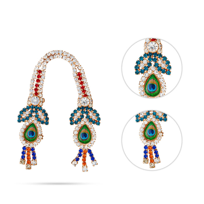 Deity Angavastra - 3 Inches | Peacock Feather Stone Accessory/ Angavastram for Krishna, Bal Gopal & Idol Decor