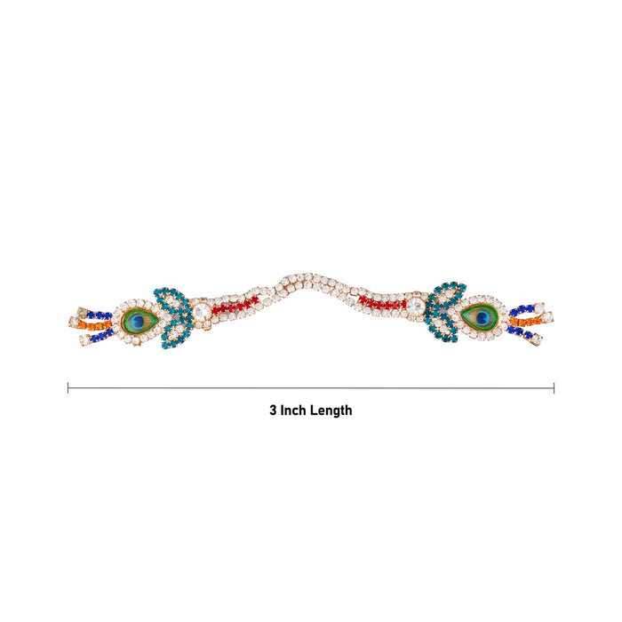 Deity Angavastra - 3 Inches | Peacock Feather Stone Accessory/ Angavastram for Krishna, Bal Gopal & Idol Decor