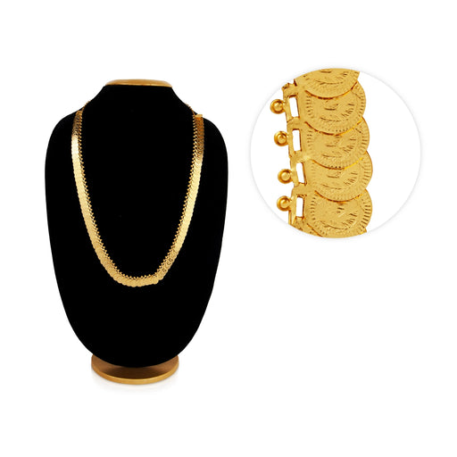 Kasumala - 10 Inches | 100 Coin Kasumalai/ Kaasu Maalai / Artificial Jewellery for Women - Neck & Body Accessories