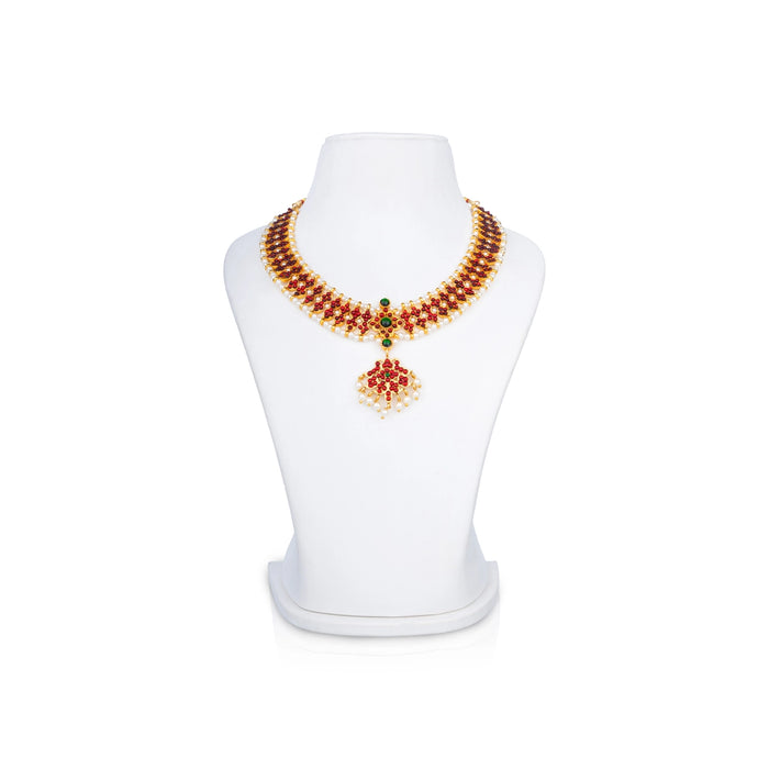 Bharatanatyam Jewellery Set Without Bangle | Artificial Jewelry/ Kemp Multicolour Stone Jewellery for Dance - Dance Jewellery Set