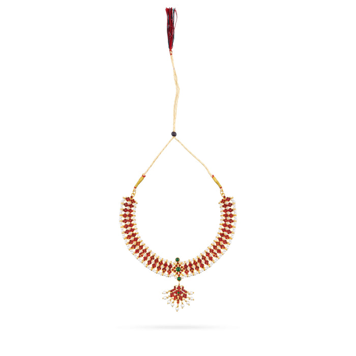 Bharatanatyam Jewellery Set Without Bangle | Artificial Jewelry/ Kemp Multicolour Stone Jewellery for Dance - Dance Jewellery Set