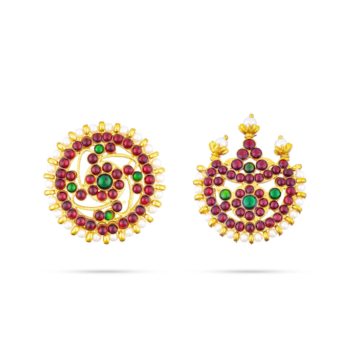 Bharatanatyam Jewellery Set Without Bangle | Kemp Stone Jewellery/ Artificial Jewelry for Dance - Dance Jewellery Set