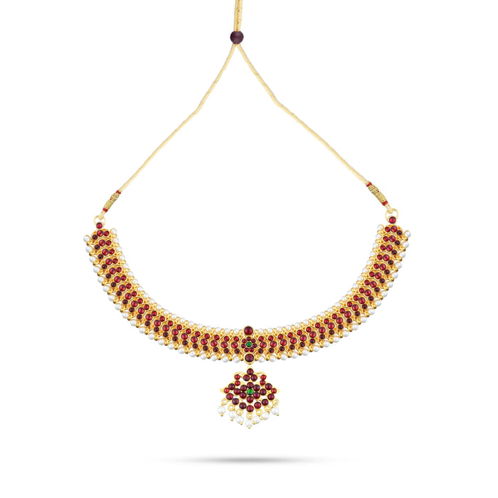 Bharatanatyam Jewellery Set Without Bangle | Kemp Stone Jewellery/ Artificial Jewelry for Dance - Dance Jewellery Set