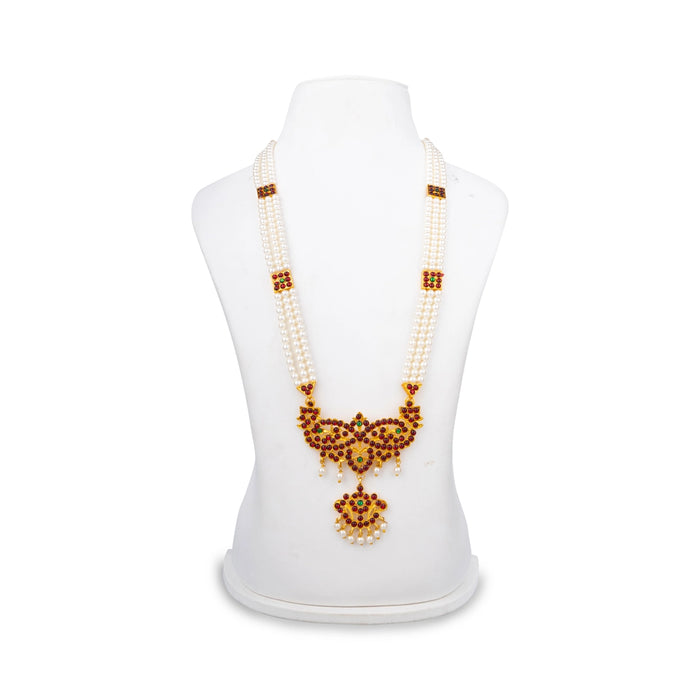 Dance Jewellery Set Without Bangle | Stone & Pearl Design Jewelry/ Kemp Bharatanatyam Jewellery for Women - Dance Jewellery Set