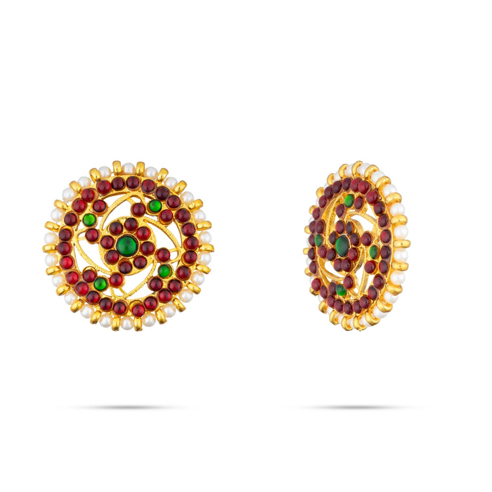 Dance Jewellery Set Without Bangle | Stone & Pearl Design Jewelry/ Kemp Bharatanatyam Jewellery for Women - Dance Jewellery Set