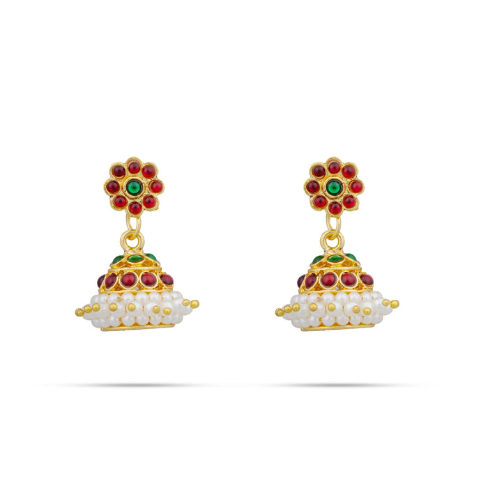 Dance Jewellery Set Without Bangle | Stone & Pearl Design Jewelry/ Kemp Bharatanatyam Jewellery for Women - Dance Jewellery Set