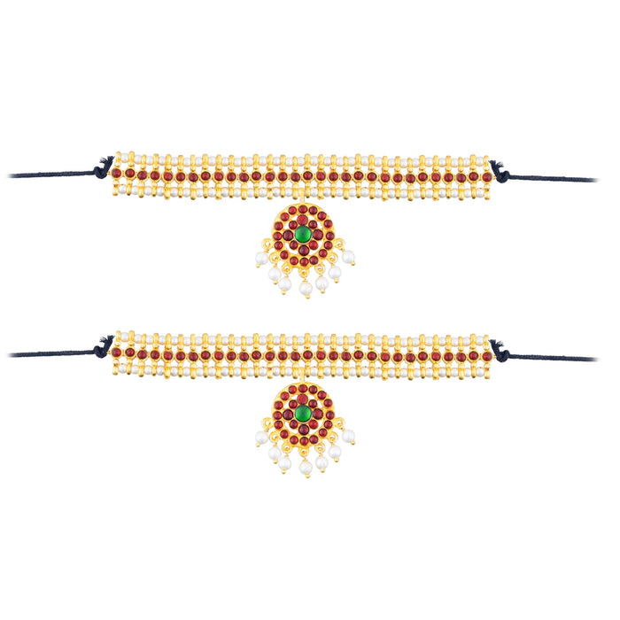 Bharatanatyam Jewellery Set Without Bangle | Artificial Jewelry/ Kemp Stone Jewellery for Dance - Dance Jewellery Set