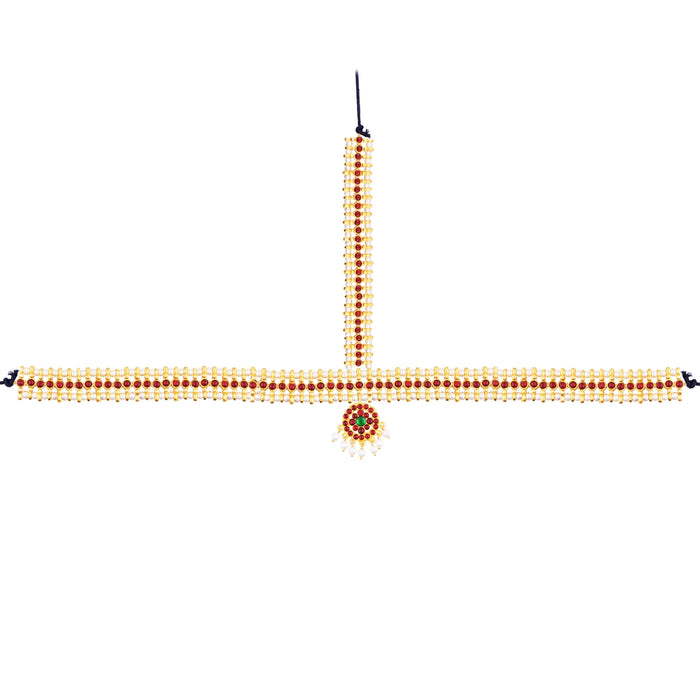 Bharatanatyam Jewellery Set Without Bangle | Artificial Jewelry/ Kemp Stone Jewellery for Dance - Dance Jewellery Set