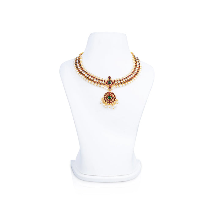 Bharatanatyam Jewellery Set Without Bangle | Artificial Jewelry/ Kemp Multicolour Stone Jewellery for Dance - Dance Jewellery Set