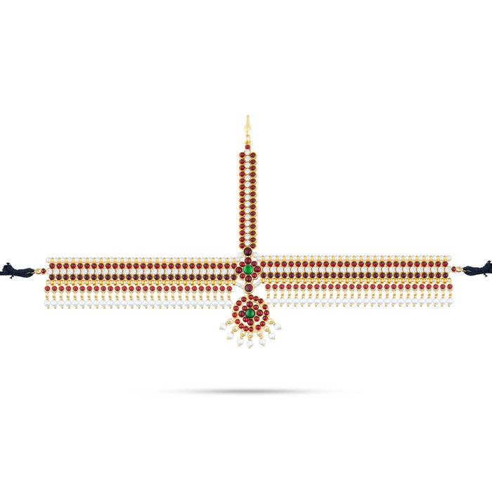 Bharatanatyam Jewellery Set Without Bangle | Artificial Jewelry/ Kemp Multicolour Stone Jewellery for Dance - Dance Jewellery Set