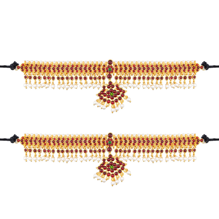 Dance Jewellery Set Without Bangle | Stone &Pearl Design Artificial Jewelry/ Bharatanatyam Jewellery for Women - Dance Jewellery Set