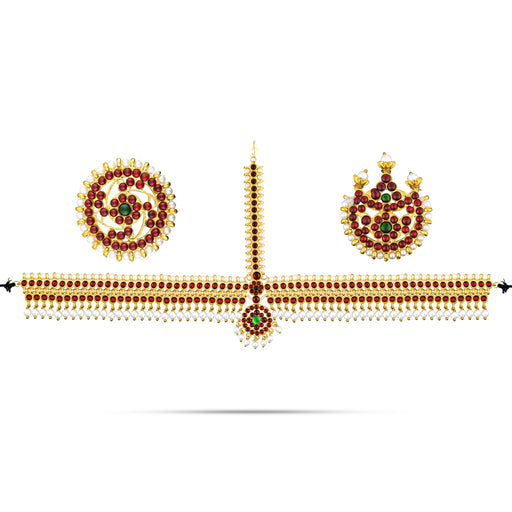 Kemp Bharatanatyam Head Set - 10 x 6 Inches | Stone With Beads Design Dance Jewelry for Women - Bharatanatyam Jewellery