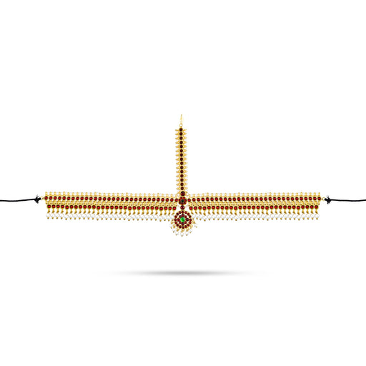 Kemp Bharatanatyam Head Set - 10 x 6 Inches | Stone With Beads Design Dance Jewelry for Women - Bharatanatyam Jewellery