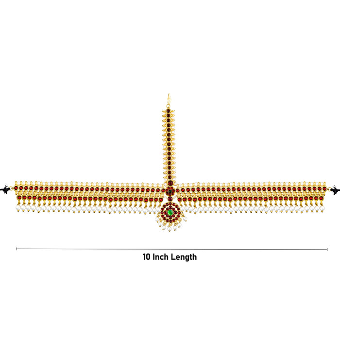 Kemp Bharatanatyam Head Set - 10 x 6 Inches | Stone With Beads Design Dance Jewelry for Women - Bharatanatyam Jewellery