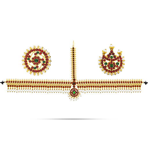 Kemp Bharatanatyam Head Set - 10 Inches | Stone With Beads Design Bharatanatyam Jewelry for Dance - Dance Jewellery