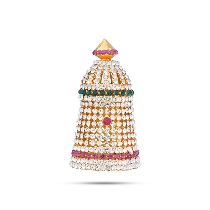 Stone Kireedam - 3.25 x 1.5 Inches | Multicolour Stone Kiridam/ Stone Crown for Deity/ 60 Gms Approx