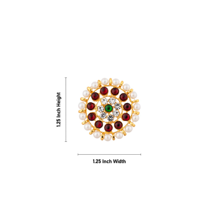 Stone Earring Pair - 1.25 x 1.25 Inches | Multicolour Stone Jewellery/Kemp Studs/ Artificial Jewelry for Women - Bharatanatyam Jewellery