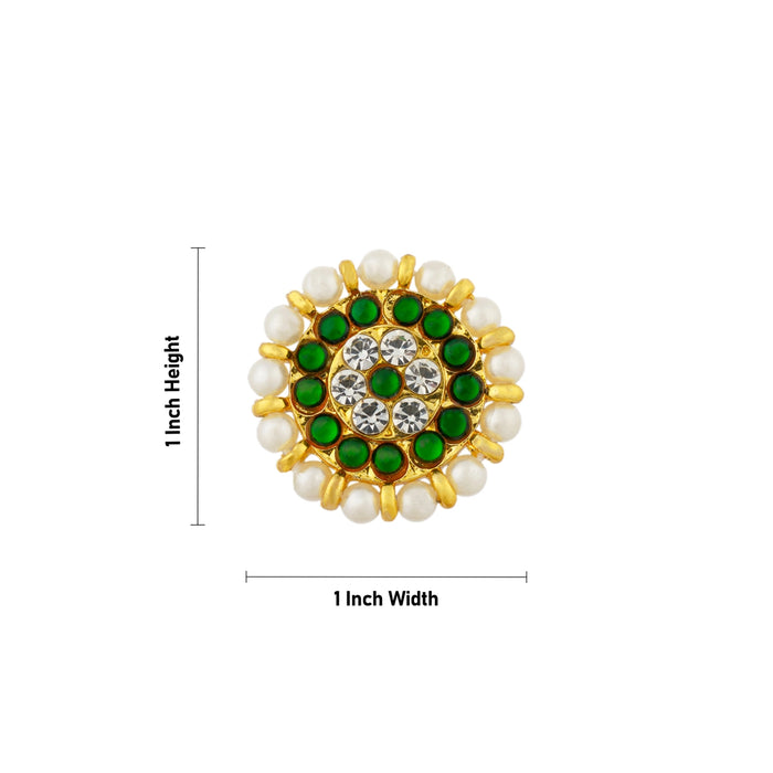 Stone Earring Pair - 1 x 1 Inch | Stone Jewellery/Kemp Studs/ Artificial Jewelry for Women - Bharatanatyam Jewellery