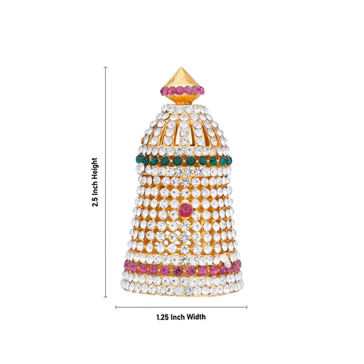 Stone Kireedam - 2.5 x 1.25 Inches | Multicolour Stone Kiridam/ Stone Crown for Deity/ 45 Gms Approx - Head & Face Accessories