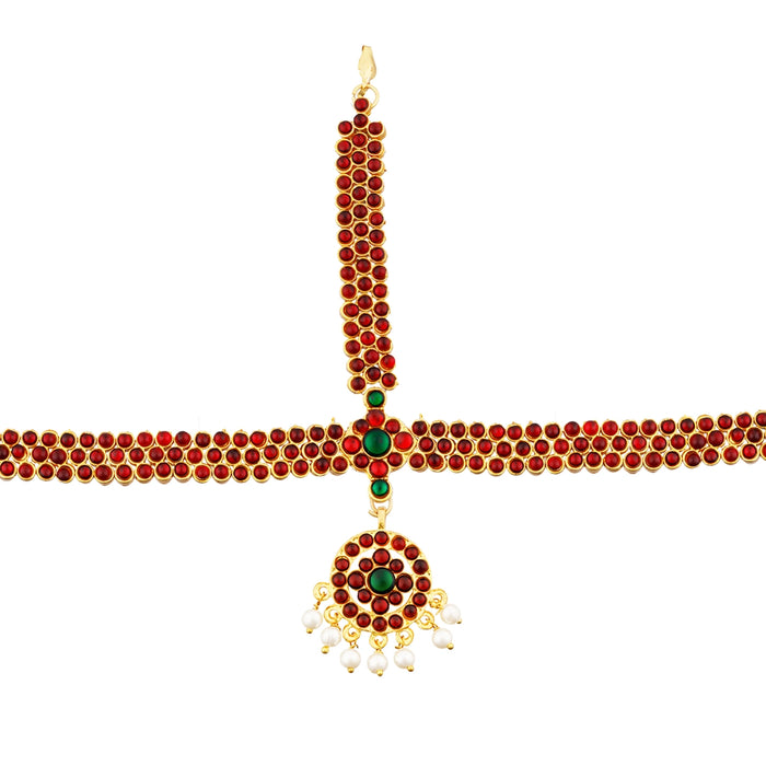 Bharatanatyam Head Jewelry Set - 5 x 10 Inches | Stone With Beads Design Artificial Jewelry for Dance - Bharatanatyam Jewellery