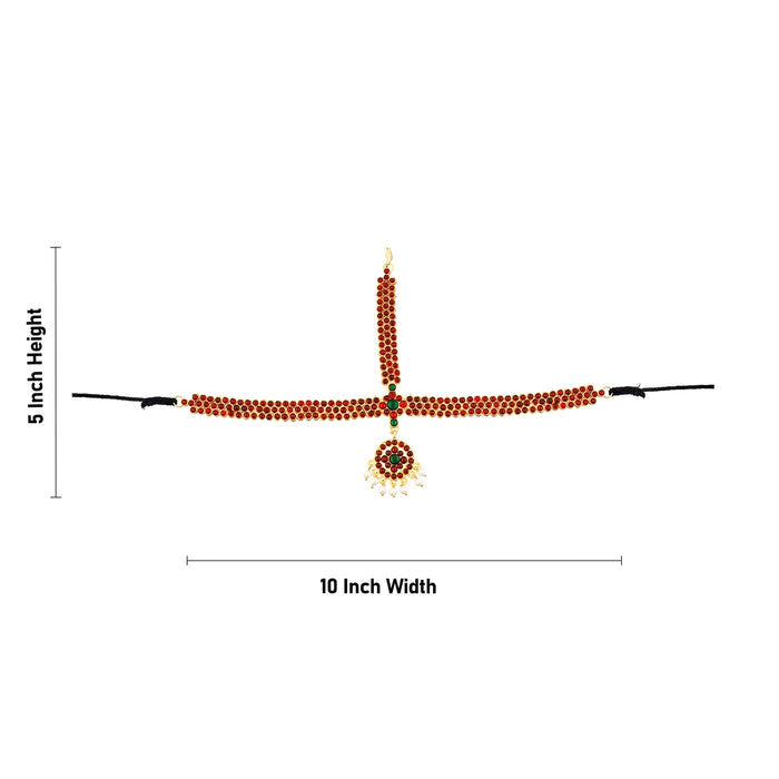 Bharatanatyam Head Jewelry Set - 5 x 10 Inches | Stone With Beads Design Artificial Jewelry for Dance - Bharatanatyam Jewellery