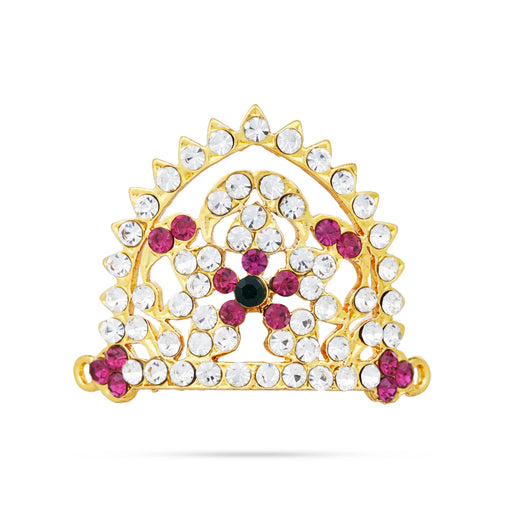 Stone Kireedam - 1.5 x 1.5 Inches | Stone Crown/ Mukut/ Stone Kiridam for Deity - Head & Face Accessories