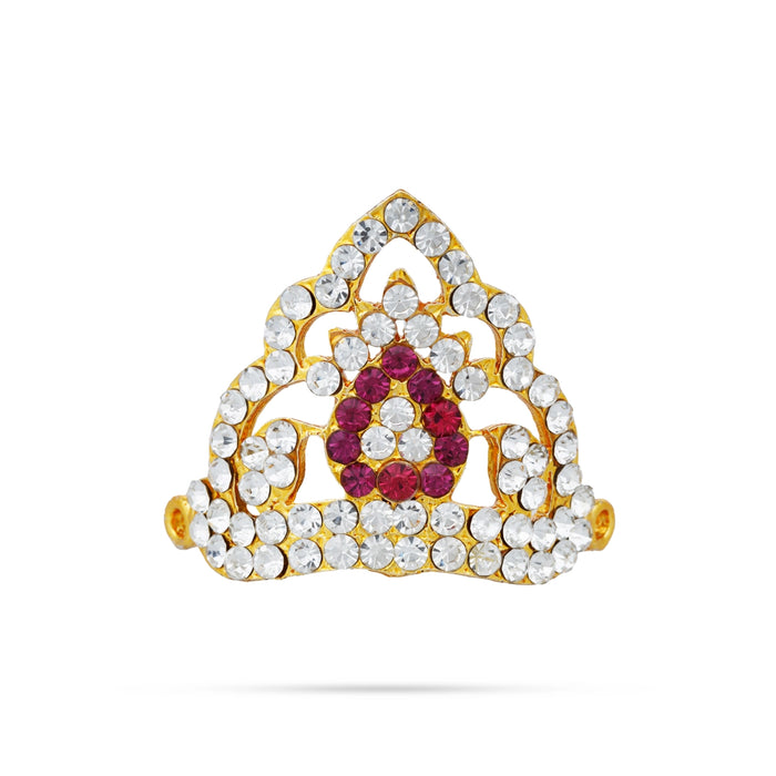 Stone Kireedam - 1.5 x 1.5 Inches | Stone Crown/ Mukut/ Stone Kiridam for Deity - Head & Face Accessories