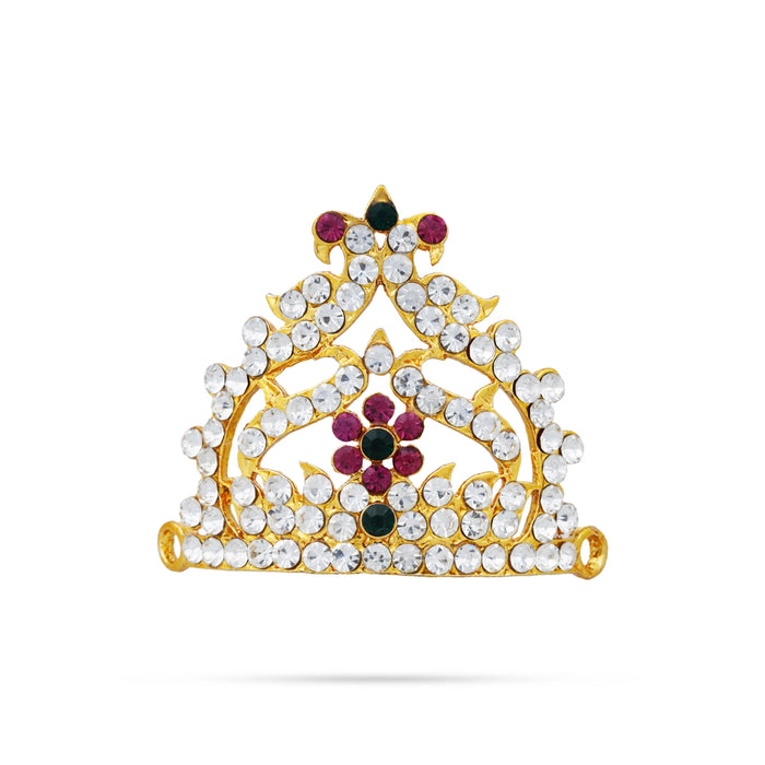 Stone Kireedam - 1.5 x 1.5 Inches | Stone Crown/ Mukut/ Stone Kiridam for Deity - Head & Face Accessories