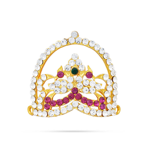 Stone Kireedam - 1.5 x 1.5 Inches | Stone Crown/ Mukut/ Stone Kiridam for Deity - Head & Face Accessories