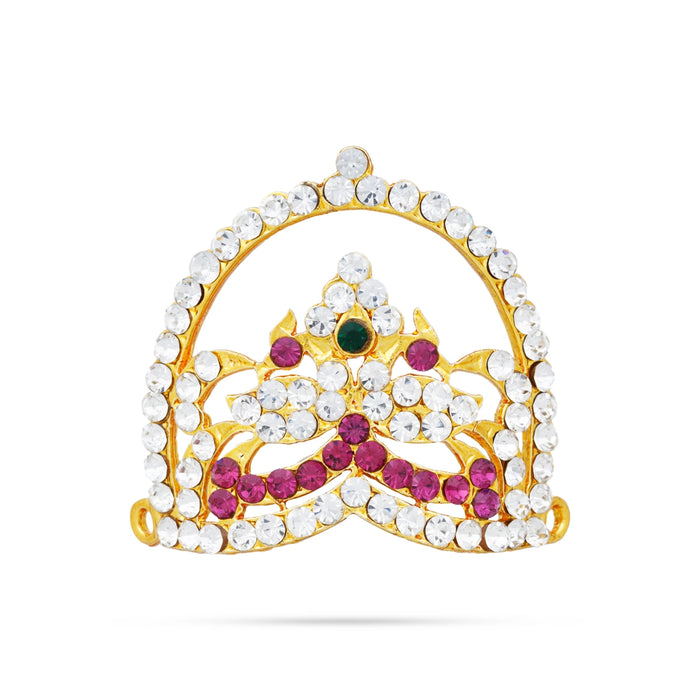 Stone Kireedam - 1.5 x 1.5 Inches | Stone Crown/ Mukut/ Stone Kiridam for Deity - Head & Face Accessories