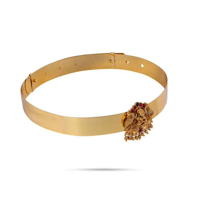 Kemp Hip Belt - 1.5 x 7 Inches | Gold Polish Jewelry/ Lakshmi Design Waist Belt/ Bharatanatyam Ornaments for Baby - Bharatanatyam Jewellery