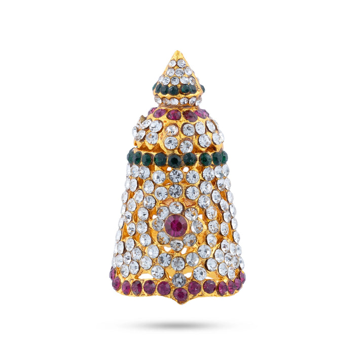 Full Crown - 2 x 1 Inches | Multicolour Stone Kireedam / Mukut / Kiridam For Deity Decor - Head & Face Accessories
