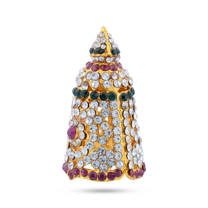 Full Crown - 2 x 1 Inches | Multicolour Stone Kireedam / Mukut / Kiridam For Deity Decor - Head & Face Accessories