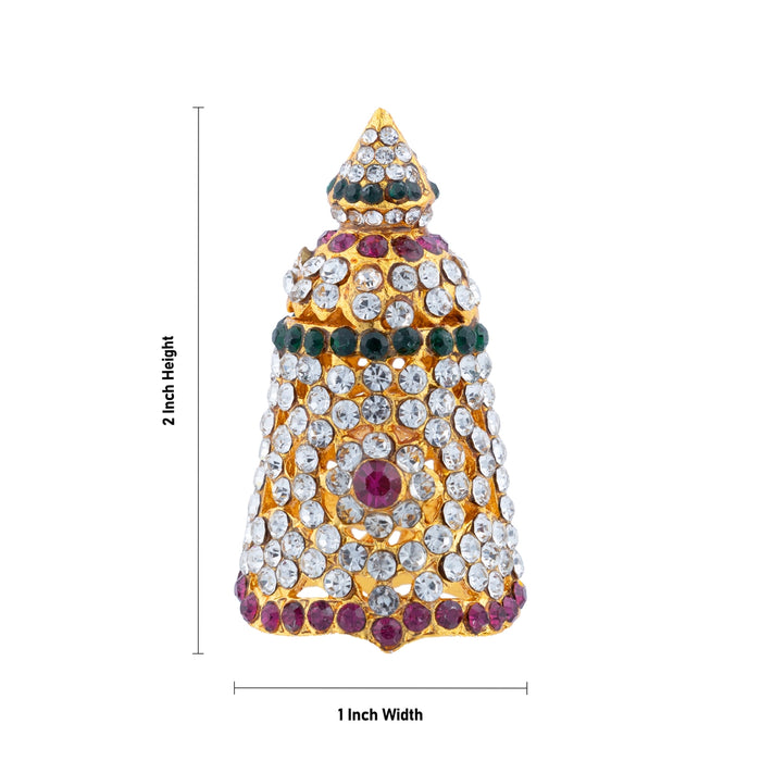 Full Crown - 2 x 1 Inches | Multicolour Stone Kireedam / Mukut / Kiridam For Deity Decor - Head & Face Accessories