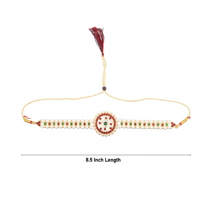 Kemp Moti Mala - 1.5 x 8.5 Inches | Choker Necklace/ Dance Jewelry/Multicolour Stone & Pearl Necklace for Women - Bharatanatyam Jewellery