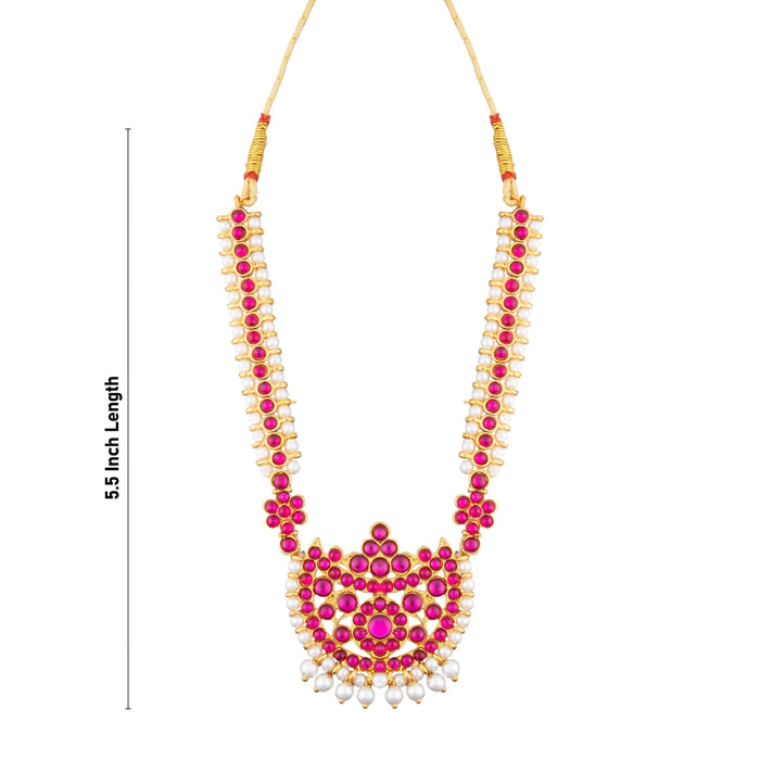 Kemp Stone Necklace - 5.5 x 2.5 Inches | Beads & Stone Haram/ Artificial Jewelry/ Dance Jewellery for Women - Bharatanatyam Jewellery