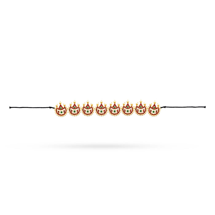 Kemp Hip Belt - 2 x 13 Inches | Multicolour Stone & Beads Design Bharatanatyam Jewellery for Dance - Bharatanatyam Jewellery