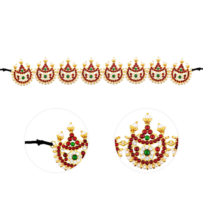 Kemp Hip Belt - 2 x 13 Inches | Multicolour Stone & Beads Design Bharatanatyam Jewellery for Dance - Bharatanatyam Jewellery