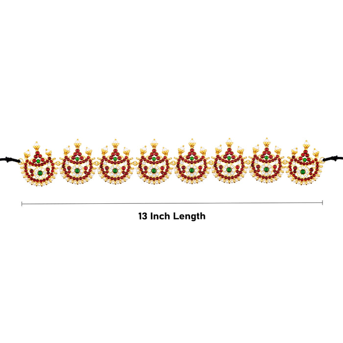 Kemp Hip Belt - 2 x 13 Inches | Multicolour Stone & Beads Design Bharatanatyam Jewellery for Dance - Bharatanatyam Jewellery