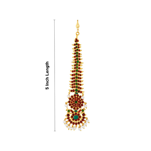 Nethi Chutti - 5 Inches | Kemp Maangtikka/ Beads With Stone Jewellery/ Bharatanatyam Jewellery for Dance - Bharatanatyam Jewellery